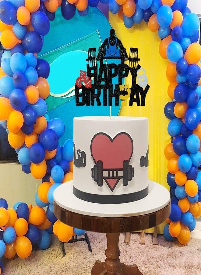 كونفيتي زينة كعكة عيد ميلاد لامعة على شكل رفع أثقال - ديكور مثالي للاحتفالات الرياضية واللياقة البدنية، مناسب للرياضيين ولاعبي كمال الأجسام ومحبي رياضة كروس فيت. - Image 5